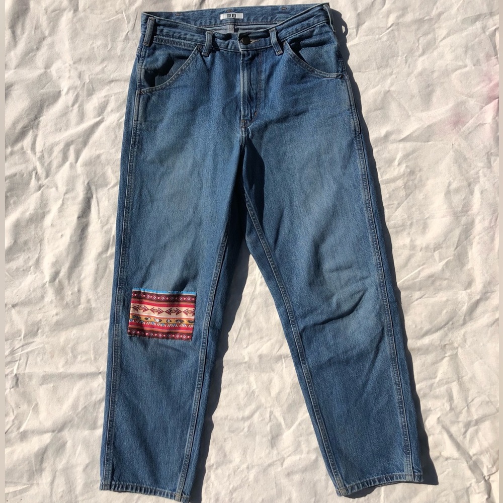 Uniqlo U custom patchwork repaired jeans